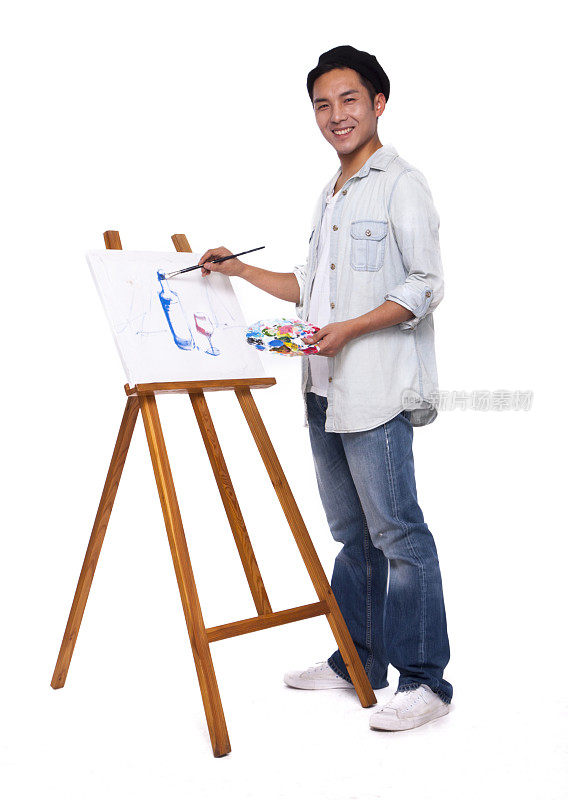 年轻画家绘画