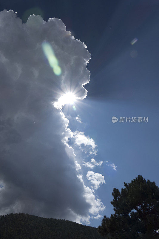 阳光镜头耀斑科罗拉多山雷暴雷诺兹公园杰弗逊县