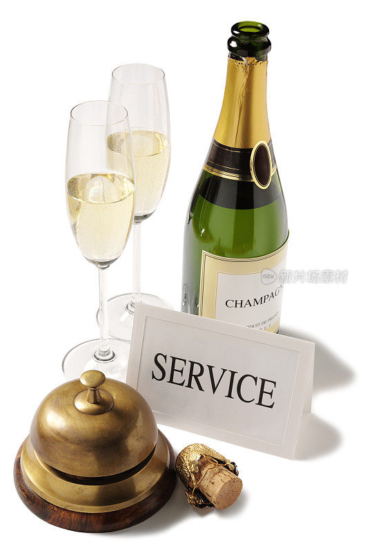 香槟服务，礼宾服务和玻璃杯