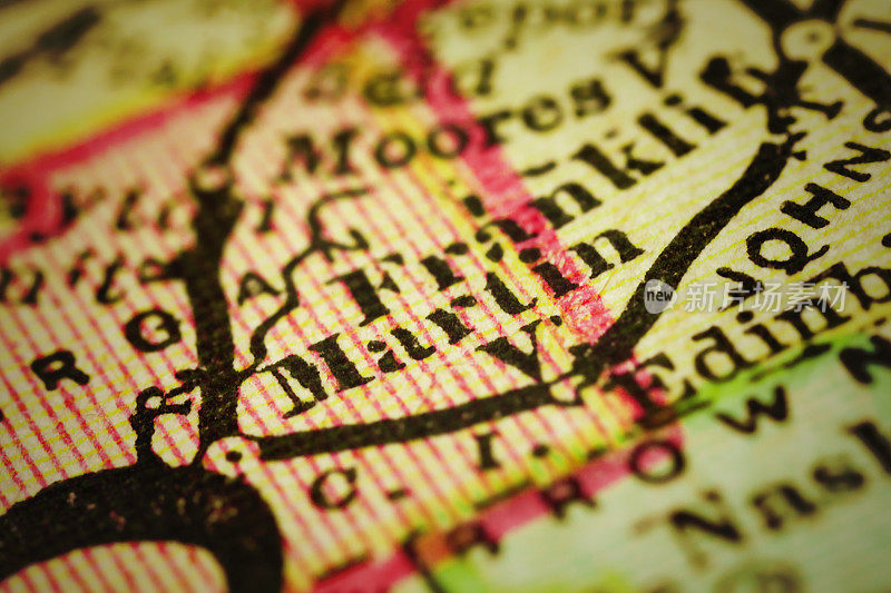 印第安纳州马丁斯维尔的古董地图