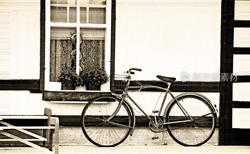 老式自行车黑色和白色