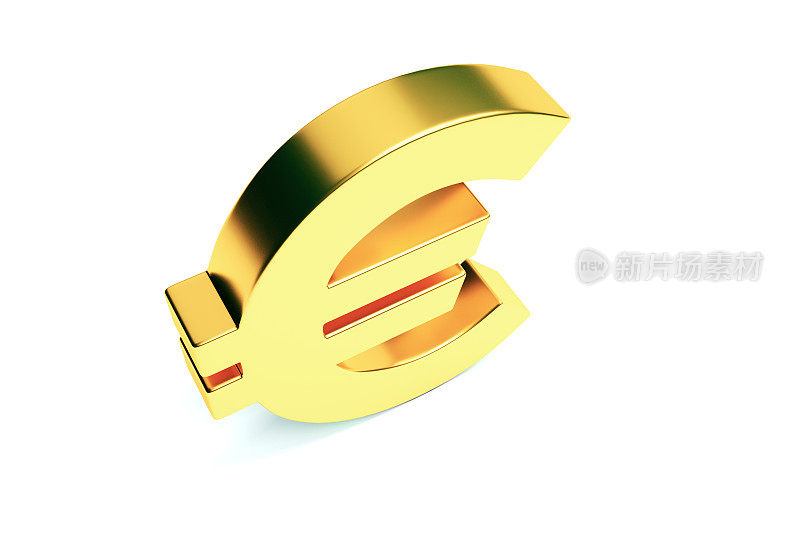 金色欧元标志孤立在白色背景