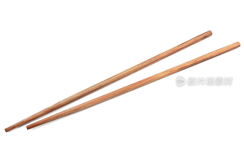棕色竹筷子孤立在白色背景。筷子孤立