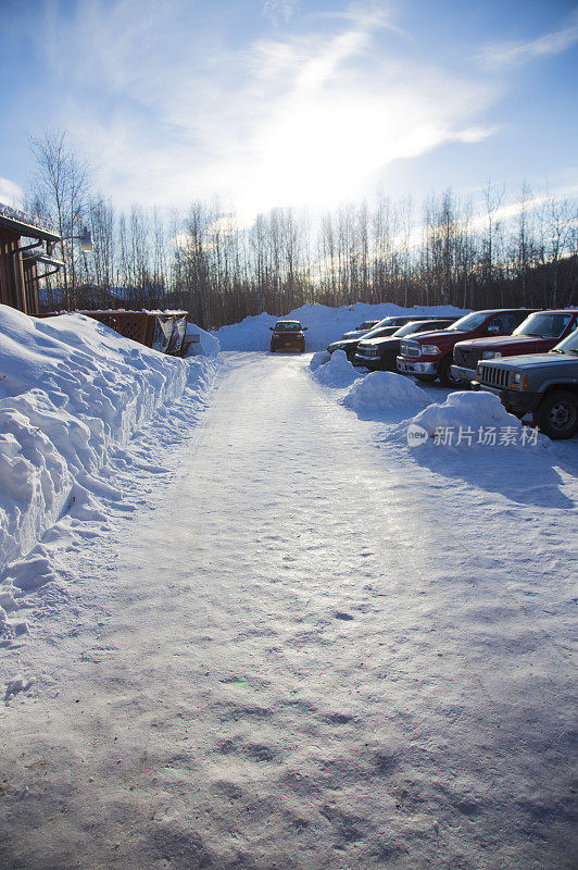 雪景,雪,道路,汽车,停车场
