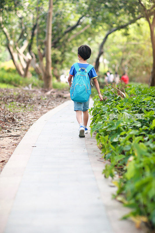 小男孩去上学