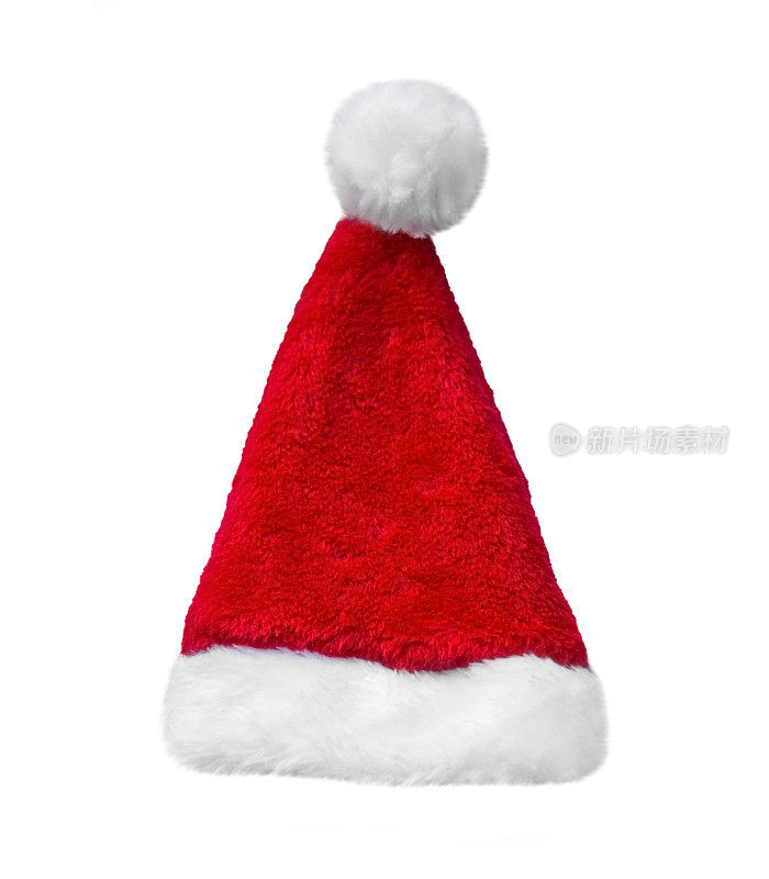 圣诞老人的红帽孤立在白色的背景。