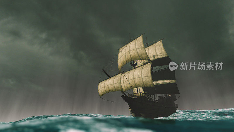 卡拉威尔在暴风雨中航行