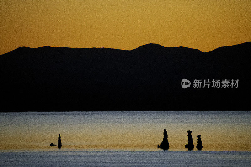 沿着莫诺湖的海岸线