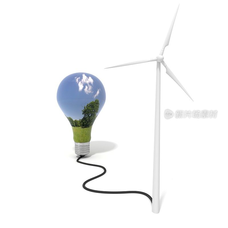 风力涡轮机可再生能源电灯泡