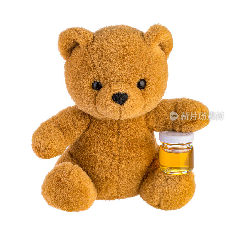 泰迪熊抱着蜜罐孤立无影