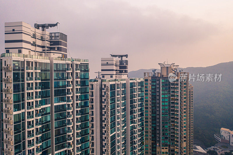 香港住宅建筑的无人机视图