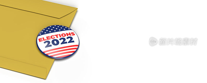 美国2022年大选徽章，信封上有星条旗