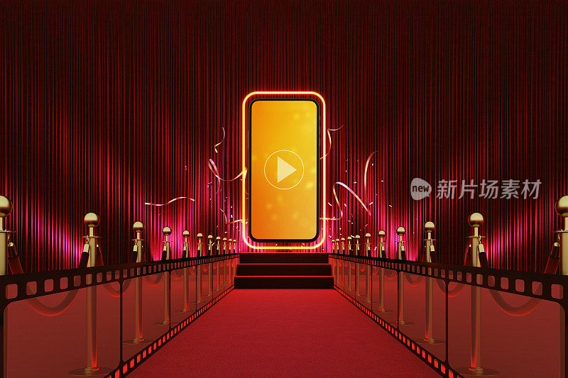 智能手机红毯娱乐颁奖晚会在线社交音乐会。
看电影看在线媒体。好莱坞背景。