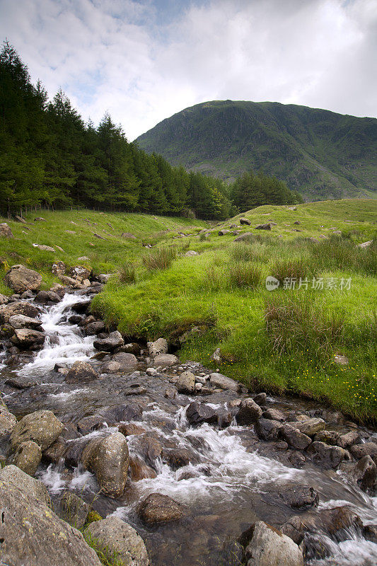 山溪，Haweswater水库，马代尔山谷，坎布里亚，英国