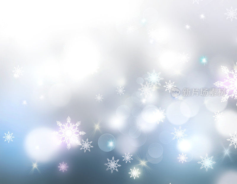 节日发光灯冬天雪花的背景。