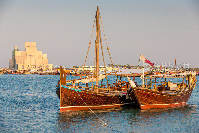 卡塔尔多哈的传统三角帆船
