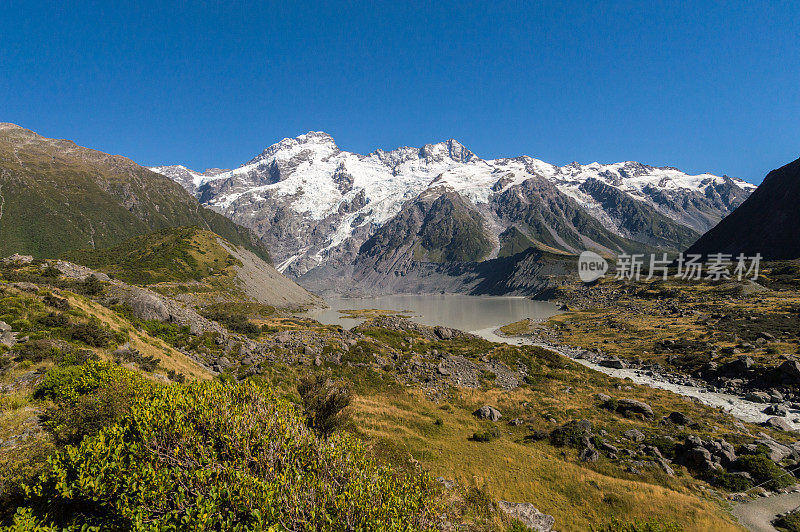 新西兰穆勒湖和塞夫顿山