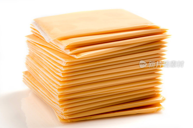一堆切片美国黄奶酪