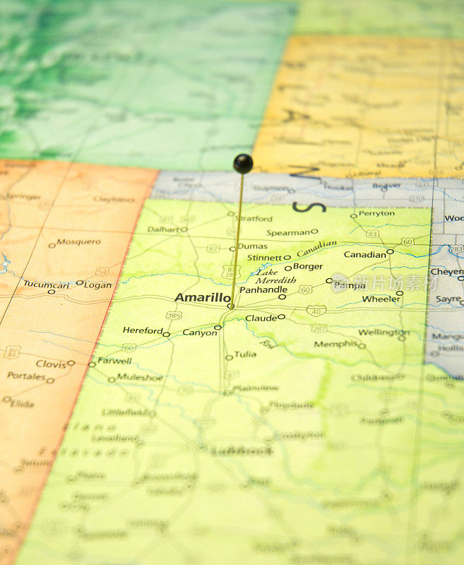 与旅行针微距阿马里洛德州路线图