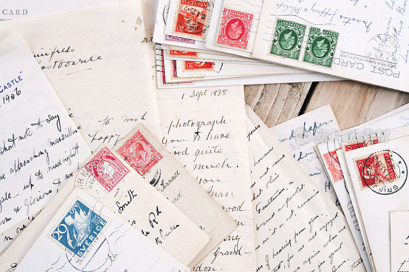 复古邮件――老式的手写信件、便笺和明信片