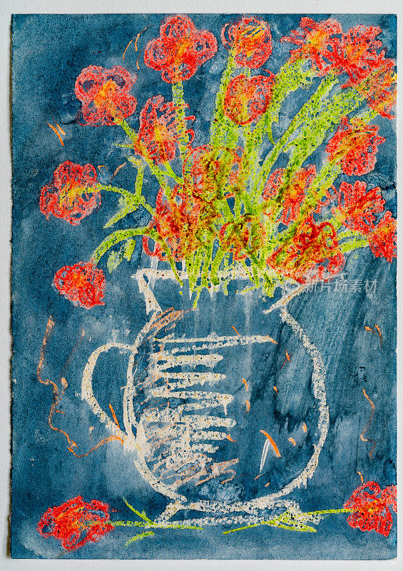 五彩缤纷的图画——春天花瓶里的花
