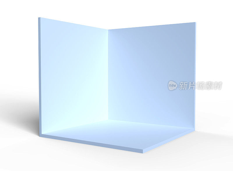 立方体盒子或角落房间内部横截面。