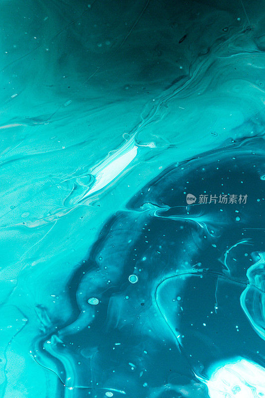 丙烯酸倒抽象艺术-蓝绿色大理石