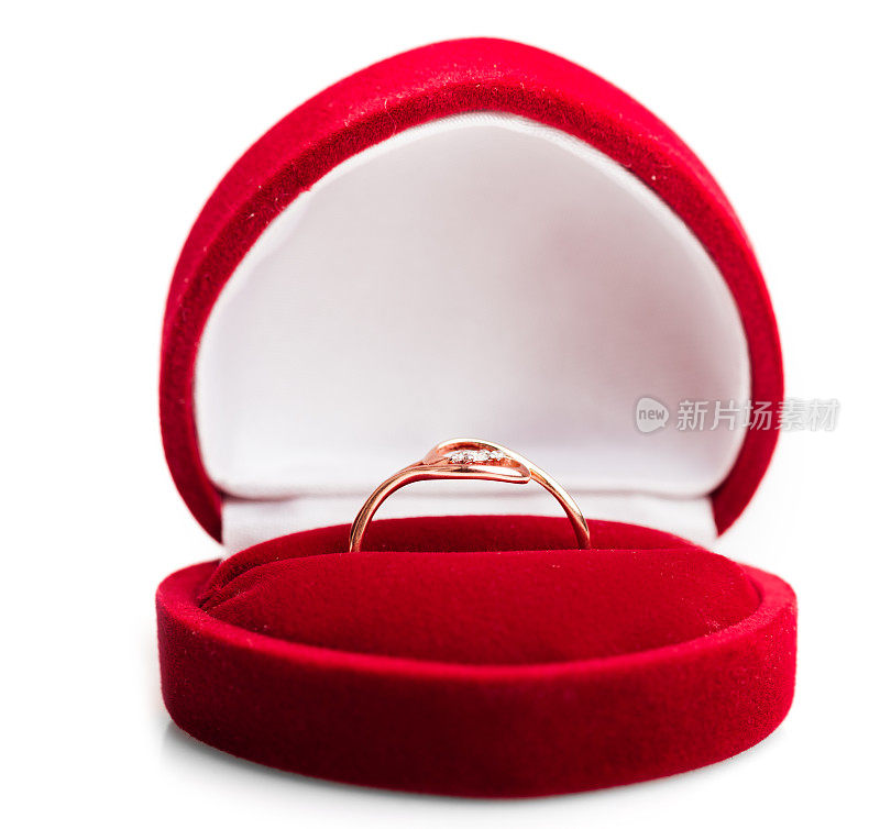 结婚戒指放在礼品盒里