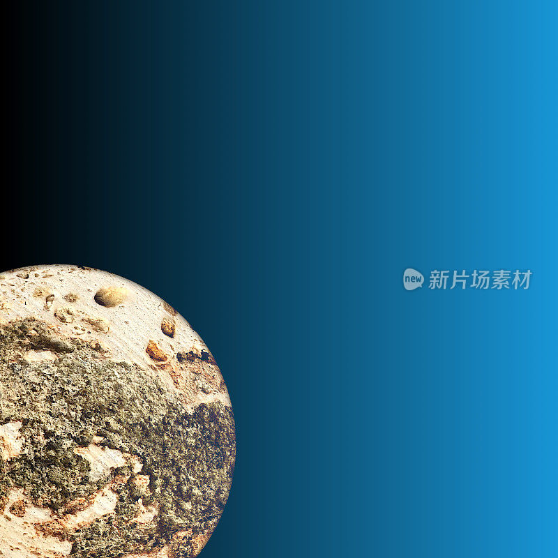 部分视图的贫瘠的岩石行星在蓝色的空间