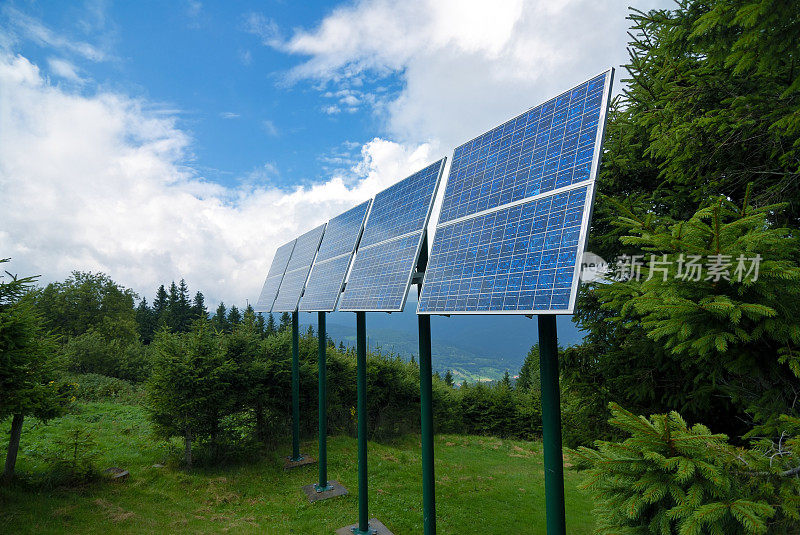 森林里的太阳能电池板