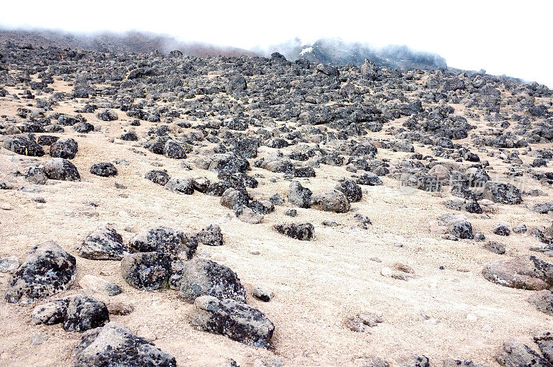 乞力马扎罗山熔岩塔营地的月球景观