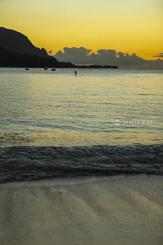 哈纳莱湾日落，考艾岛