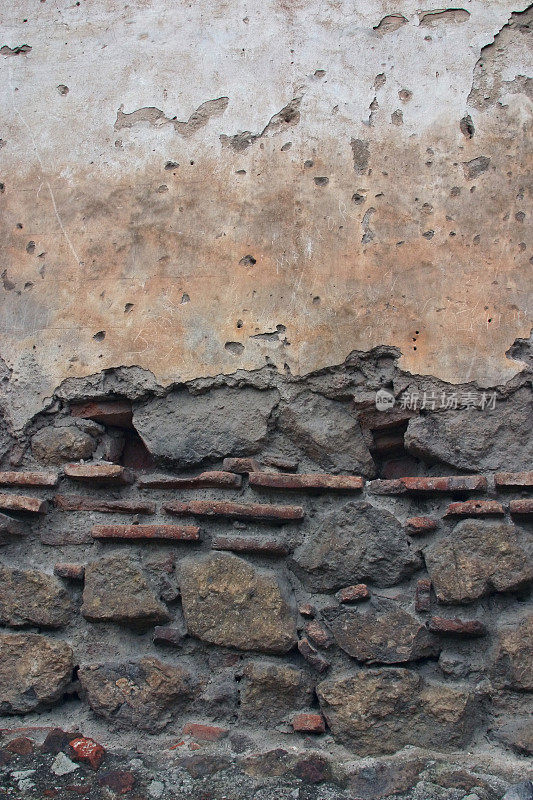 古老的石墙和砖块