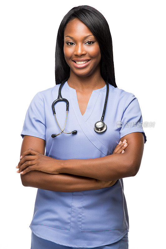 开朗afroamerican护士
