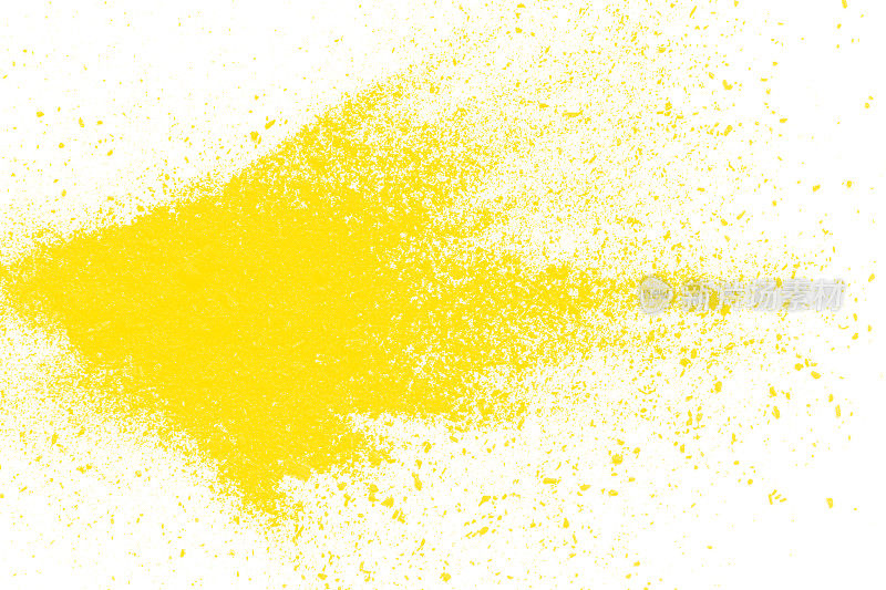 黄色粒子在白色背景上爆炸