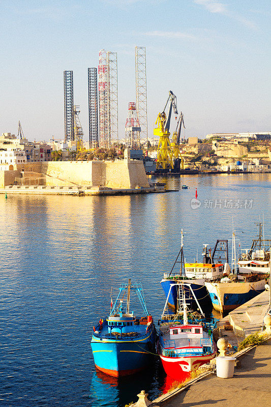 马耳他瓦莱塔:大港的船只，Birgu的造船厂