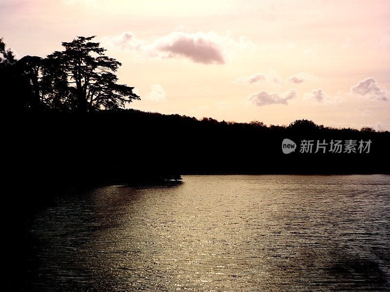 湖泊阳光水秋天秋天河岸边风景优美