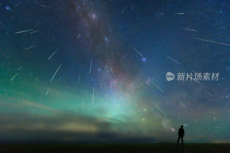 2018年8月13日，英仙座流星雨在内蒙古二连浩特上空落下