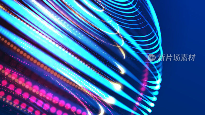 数字光世界网络空间三维渲染背景，霓虹色彩的网络空间全球世界，未来能源动力技术和互联网连接概念