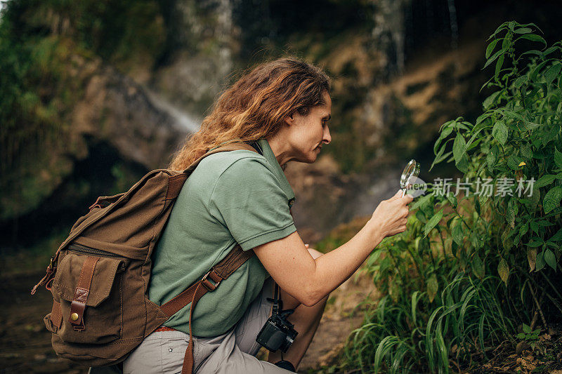 探索户外植物的女性生物学家