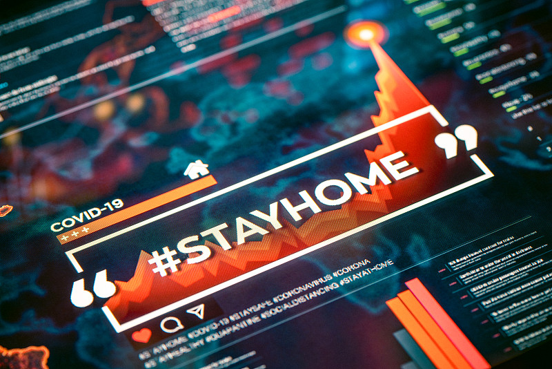 # stayhome。呆在家里，在数码屏幕上展示标签特写