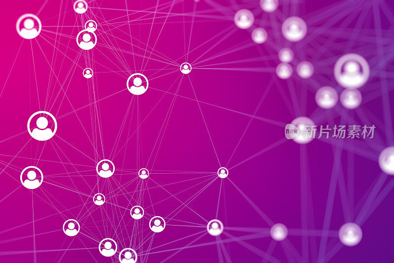 紫色背景上的社交网络连接