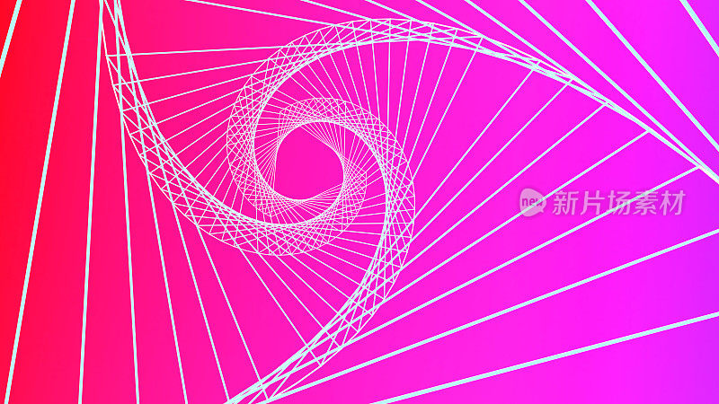 抽象图像白色漩涡三角形线在红紫色的背景。，抽象线条运动，三维渲染