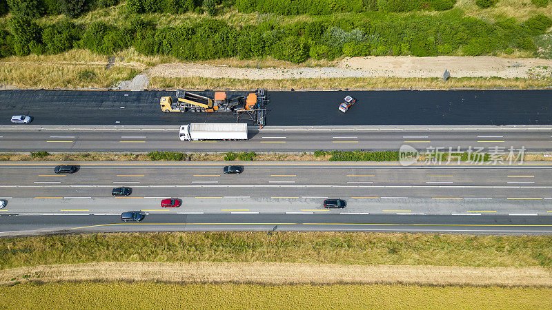 道路建设。鸟瞰图