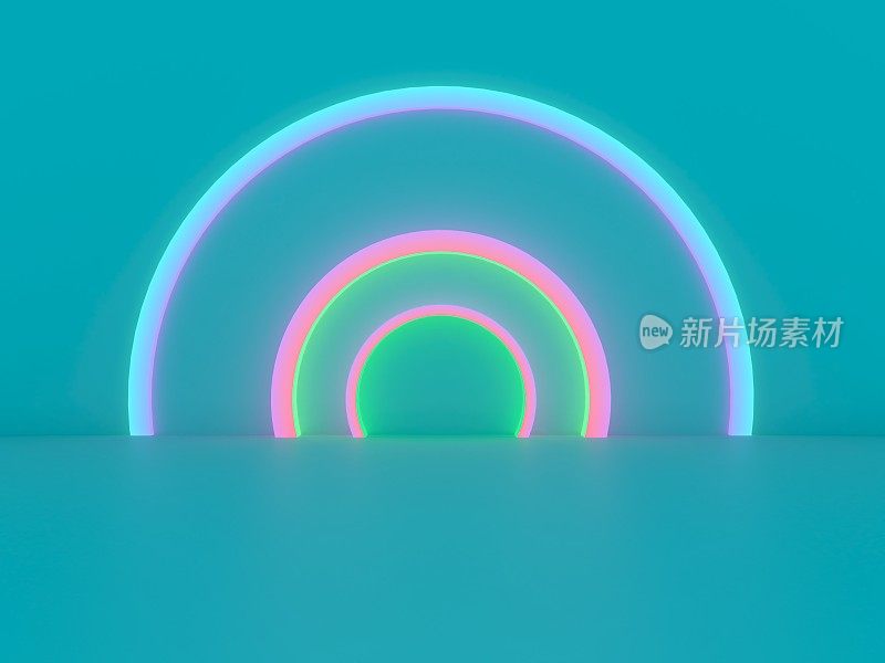 站在霓虹灯3d渲染