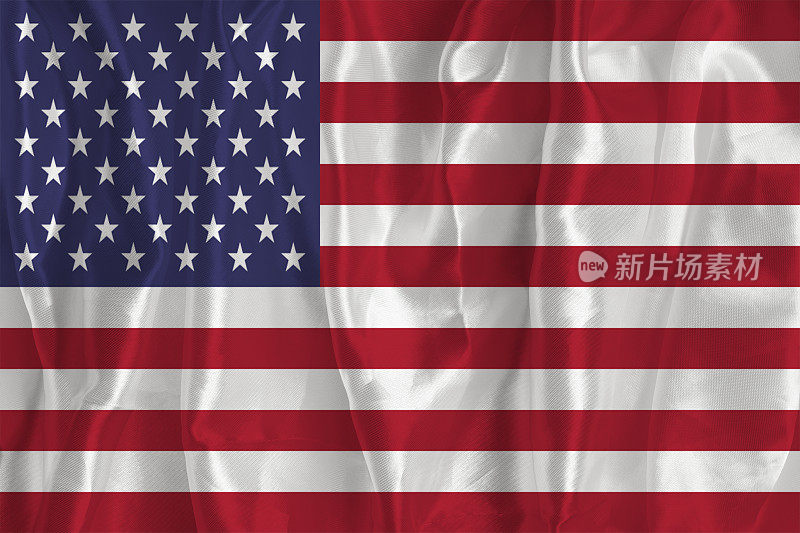 以丝绸为背景的美利坚合众国国旗是伟大的国家象征。国家的官方国家象征