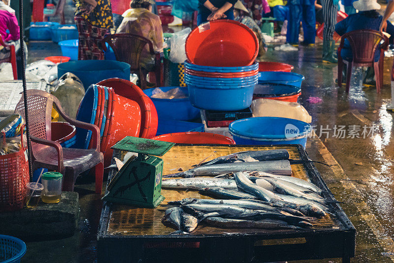 越南会安街头市场上的鲜鱼