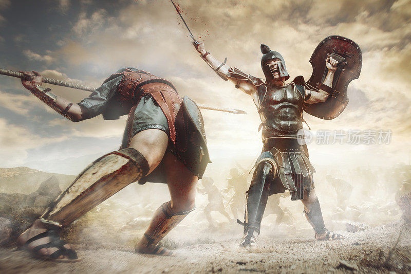 古希腊战士在战斗中战斗
