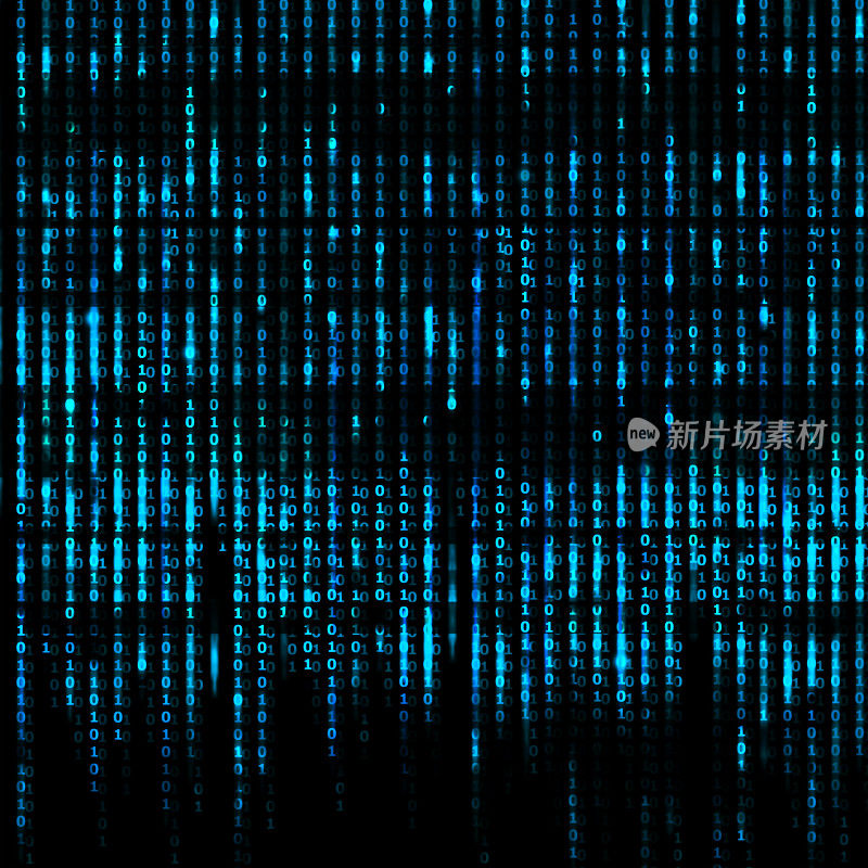 蓝色矩阵抽象-二进制代码屏幕背景