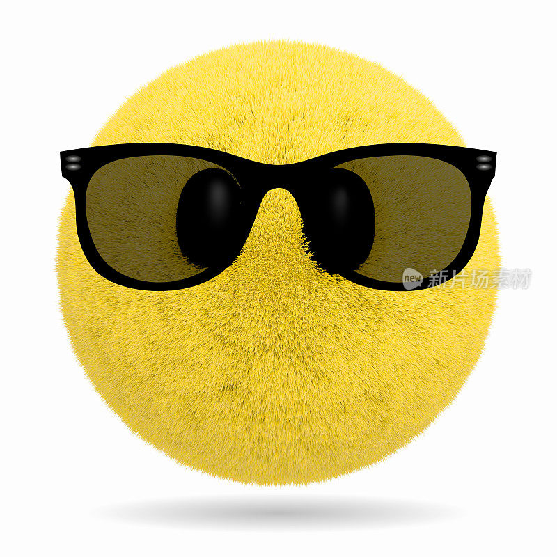 一个带着毛皮和眼镜的微笑的黄色表情。